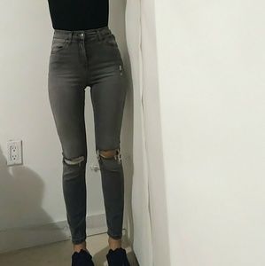Ripped Gray Topshop Moto Jamie Jeans
